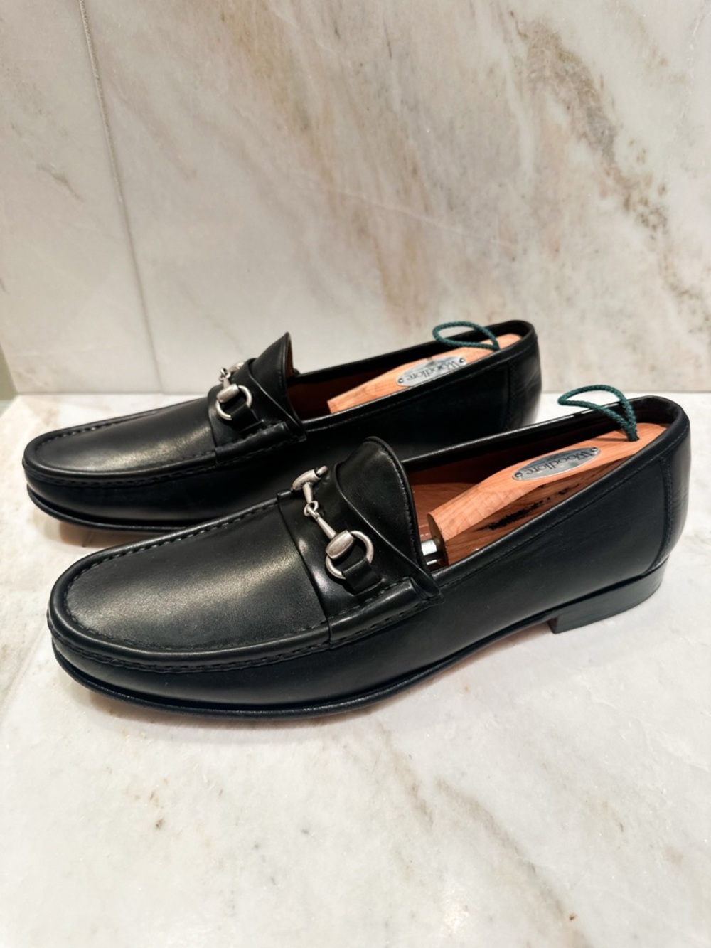 ALLEN EDMONDS Verona Horsebit Black Leather Bit Loafers - Men 10.5